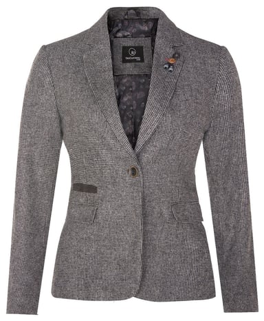 Blazer gris de espiga de tweed para mujer de los años 20