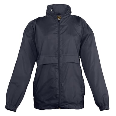 SOLS Kids Unisex Surf Windbreaker Jacket (Water Resistant And Windproof) (Navy)