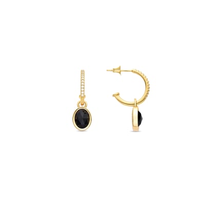 Pendientes Luxenter de Cristal Negro acabados en oro amarillo de 18K - Nyahau