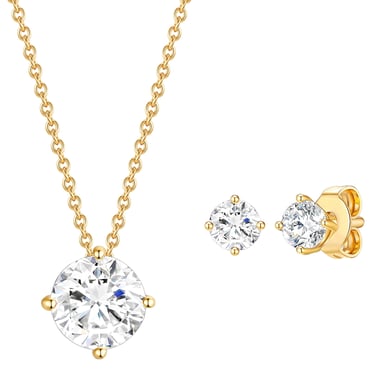 Set (necklace + stud earring) sterling silver yellow gold embellished with swarovski crystals® white Rafaela Donata