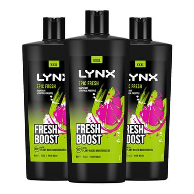 Lynx Epic Fresh Shower Gel Grapefruit & Tropical Pineapple Scent 700ml, 3 Pack