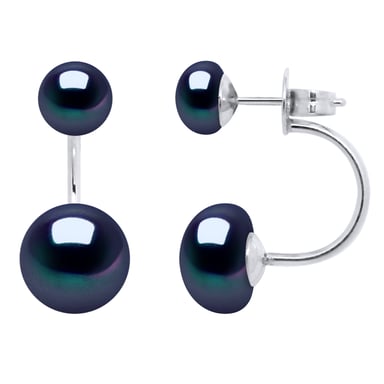 Earrings Duo Real Cultured Freshwater Pearls Button 6 and 9 mm
