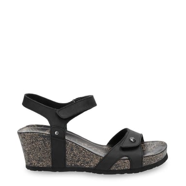 Sandalias de cuña de cuero negro Julia B1 para mujer
