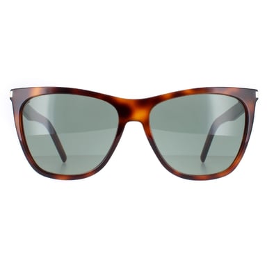 Gafas de sol Saint Laurent Square para mujer, brillo medio, havana sólido verde SL 526