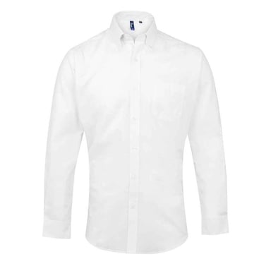 Premier Mens Signature Oxford Long-Sleeved Formal Shirt (White)