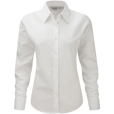 Russell Collection Ladies/Womens Long Sleeve Easy Care Oxford Shirt (White)
