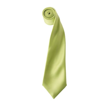 Premier Mens Plain Satin Tie (Narrow Blade) (Pack of 2) (Lime)