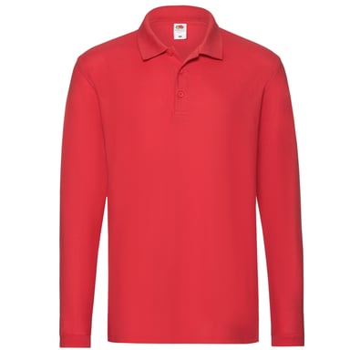 Fruit of the Loom Mens Premium Pique Long-Sleeved Polo Shirt (Red)