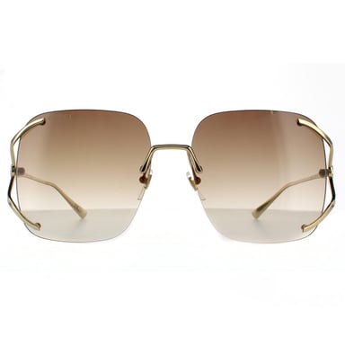 Gucci Square Womens Gold  Brown Gradient  Sunglasses
