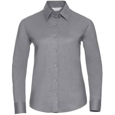 Russell Collection Ladies/Womens Long Sleeve Easy Care Oxford Shirt (Silver)