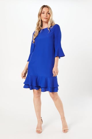 Tier Detail Crepe Shift Dress