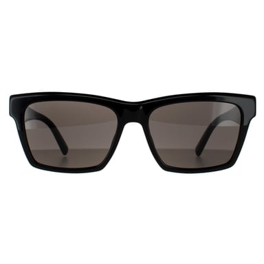 Gafas de sol unisex rectangulares brillantes en negro y gris oscuro de Saint Laurent