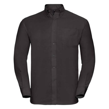 Russell Collection Mens Oxford Long-Sleeved Formal Shirt (Black)