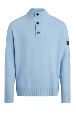 Calvin Klein Lycra Blend Button Half Zip Tropic Blue