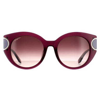 Gafas de sol Cat Eye para mujer Salvatore Ferragamo en violeta, marrón y degradado de vino.