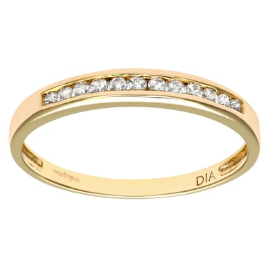 Anillo de eternidad con diamantes de 10 puntos en oro amarillo de 9 quilates para mujer
