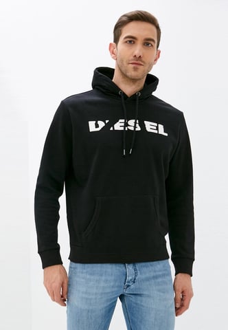 Sudadera con capucha para hombre Diesel S Agnes BRO en negro