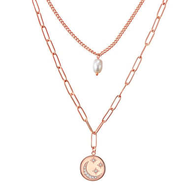 Necklace stainless steel rose gold freshwater cultured pearl white preciosa white Valero Pearls