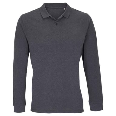 SOLS Unisex Adult Planet Long-Sleeved Polo Shirt (Charcoal Melange)