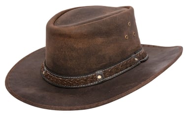 Sombrero de vaquero australiano de cuero auténtico