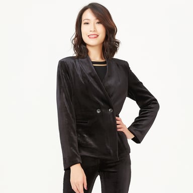 Flat neck velvet jacket