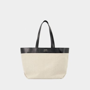 Bolsa de la compra East West - AMI Paris - Lino - Beige