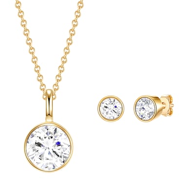Set (necklace + stud earring) sterling silver yellow gold embellished with swarovski crystals® white Rafaela Donata
