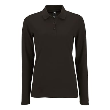 SOLS Womens/Ladies Perfect Pique Long-Sleeved Polo Shirt (Black)