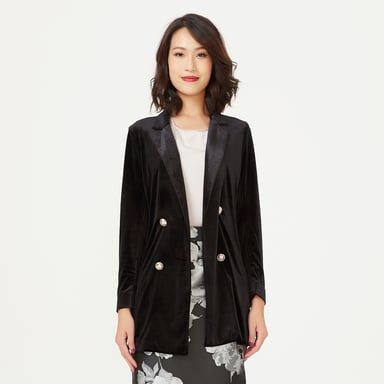 Double buttoning velvet jacket