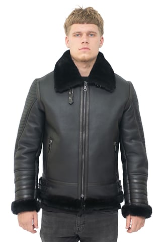 Chaqueta bomber retro de piel de oveja para hombre - Asheville