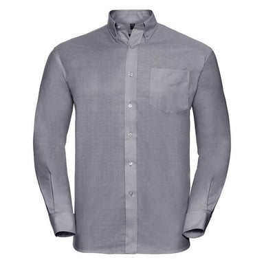 Russell Collection Mens Oxford Long-Sleeved Formal Shirt (Silver)