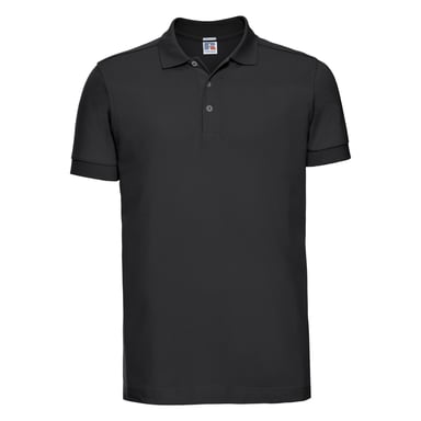 Russell Mens Stretch Short Sleeve Polo Shirt (Black)