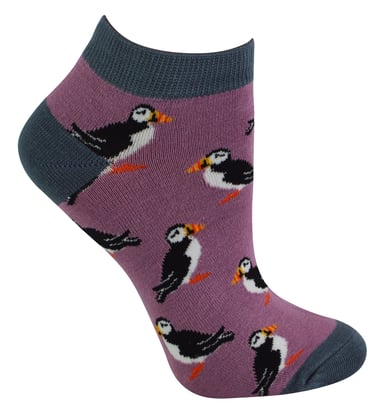 Calcetines de Bambú para Mujer | Miss Sparrow | Calcetines Bajos Transpirables para Mujer - Puffins (Malva)