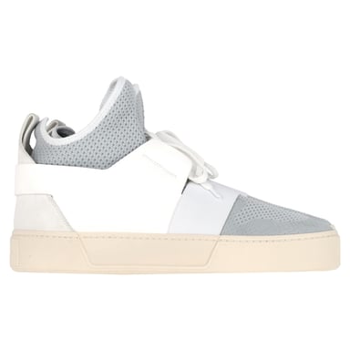 Balenciaga Sock Style High-Top Sneakers in Grey and White Polyester and Leather