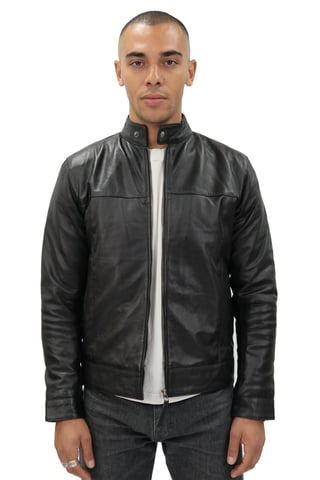 Chaqueta de cuero estilo motero retro para hombre - Amsterdam