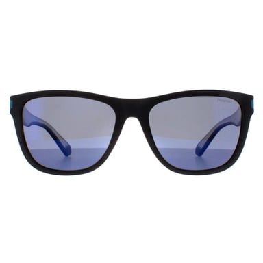 Polaroid Square Unisex Negro Mate Azul Espejo Polarizado PLD 2138/S