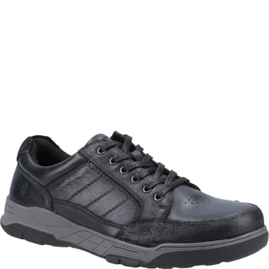 Hush Puppies Mens Finley Leather Lace Up Trainers (Black)