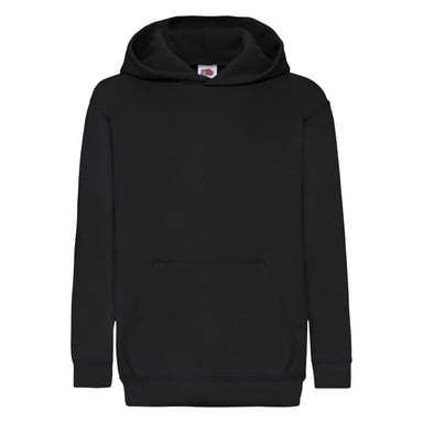 Fruit Of The Loom Childrens Unisex Hooded Sweatshirt / Hoodie (Black)
