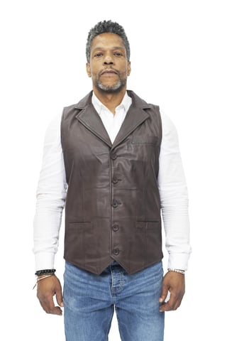 Chaleco clásico elegante de cuero para hombre - Bristol