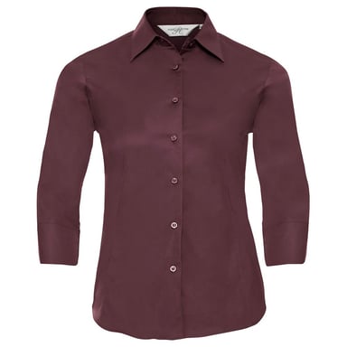 Russell Collection Womens/Ladies Easy-Care Fitted 3/4 Sleeve Formal Shirt (Port)