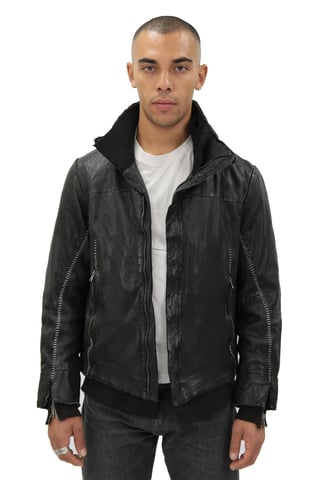 Chaqueta de motociclista de cuero cosida a mano para hombre - Tansen