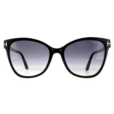 Gafas de sol Cat Eye para mujer Tom Ford Negro Brillante Gradiente Gris