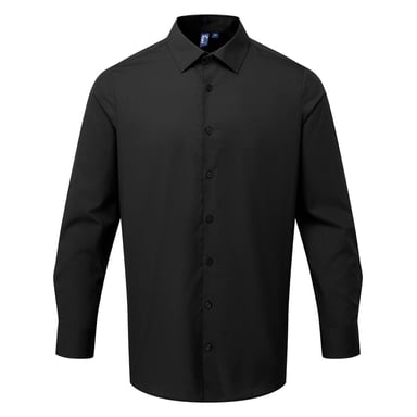 Premier Mens Poplin Long-Sleeved Formal Shirt (Black)