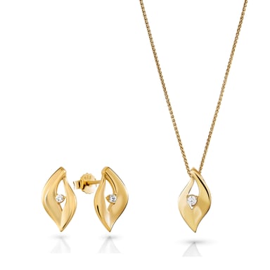 Orphelia 'Milan' Women's 925 Sterling Silver Set: Chain-Pendant + Earrings - Gold SET-7519/G