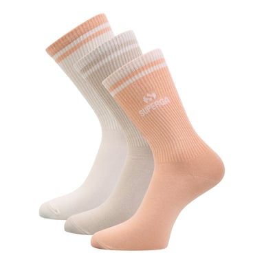 Superga Unisex Adult Ribbed Knitted Socks (Pack of 3) (Peach/White/Tan)