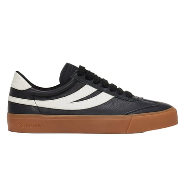 Superga Unisex Adult 4834 Club S Swallow Contrast Detail Vegan Leather Trainers (Black/Gum)