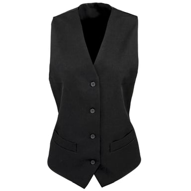 Premier Womens/Ladies Lined Polyester Waistcoat / Bar Wear / Catering (Black)