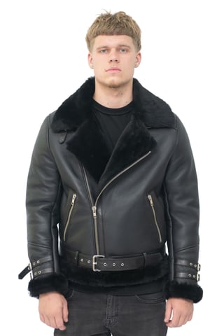 Chaqueta de motociclista de piel de oveja para hombre - Edmonton