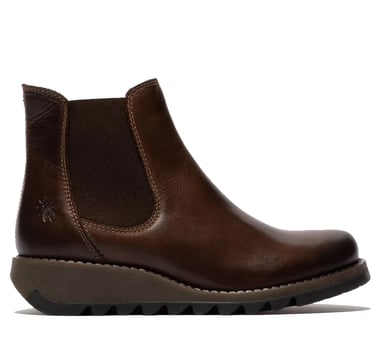 Botas Chelsea de piel con tacón de cuña y tobillo informales para mujer de Fly London SALV en marrón