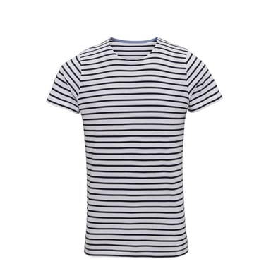 Asquith & Fox Mens Mariniere Coastal Short Sleeve T-Shirt (White/Navy)
